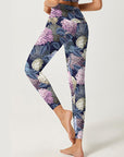 Flower multicolor hydrangeas dark leggings