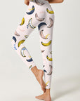 Fruit banana colourful hand sketch drawn pattern leggings