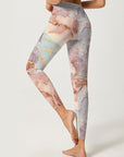 Gilt water ripple gold purple marble leggings