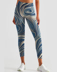 Swirl liquid water ripple wave design leggings