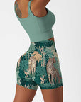 Animals jungle tiger green shorts