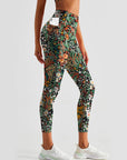 Flower colorful ditsy floral dark watercolor leggings