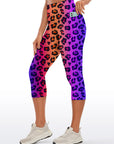 Animal leopard contrast gradient print capris