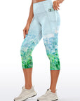 Botanical watercolor woods green capris