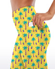 Coconut tree print design yoga capris