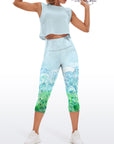 Botanical watercolor woods green capris