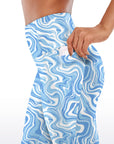 Liquid blue swirl water ripple capris