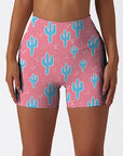 Cartoon cacti pattern pink shorts