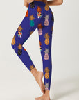 Fruit spliced pineapple print design leggings