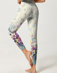 Flower purple plumeria design leggings