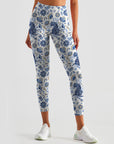 Animal tiger blue wild plants leggings