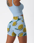 Fruit lemon hand sketching blue shorts