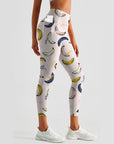 Fruit banana colourful hand sketch drawn pattern leggings