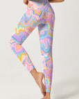 CREAMY™ colorful psychedelic pattern breathable waistband leggings