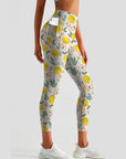 Fruit lemon flower butterfly leggings