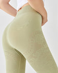 Basic seamless butt lifting hollow lace cropped leggings