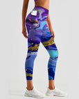 Tie dye water ripple gilt blue and purple leggings