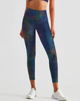 Colorful line printed technical yoga leggings