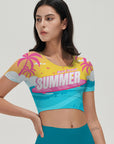 Hawaii seaside summer letter print short sleeves