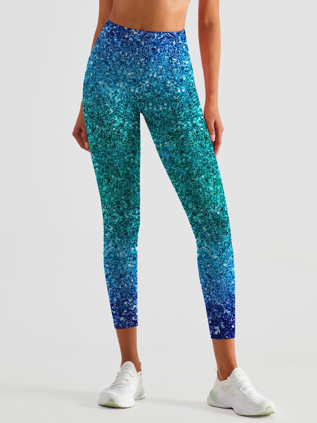 Blue light glitter gradient leggings