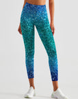 Blue light glitter gradient leggings