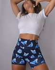 Animal neon blue butterfly shorts