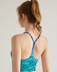 Blue light glitter gradient tank tops