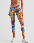 Geometric color block print leggings