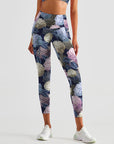 Flower multicolor hydrangeas dark leggings