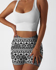 Ethnic tribal aztec motives black white shorts