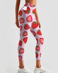 Fruit kawaii strawberry characters pink leggings