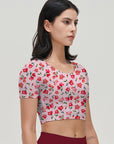 Flower pink ditsy wildflower short sleeve tops