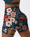 Flower big and small flower dark shorts