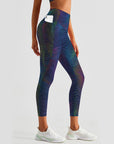 Colorful line printed technical yoga leggings