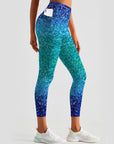 Blue light glitter gradient leggings