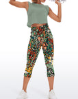 Flower colorful ditsy floral dark watercolor capris