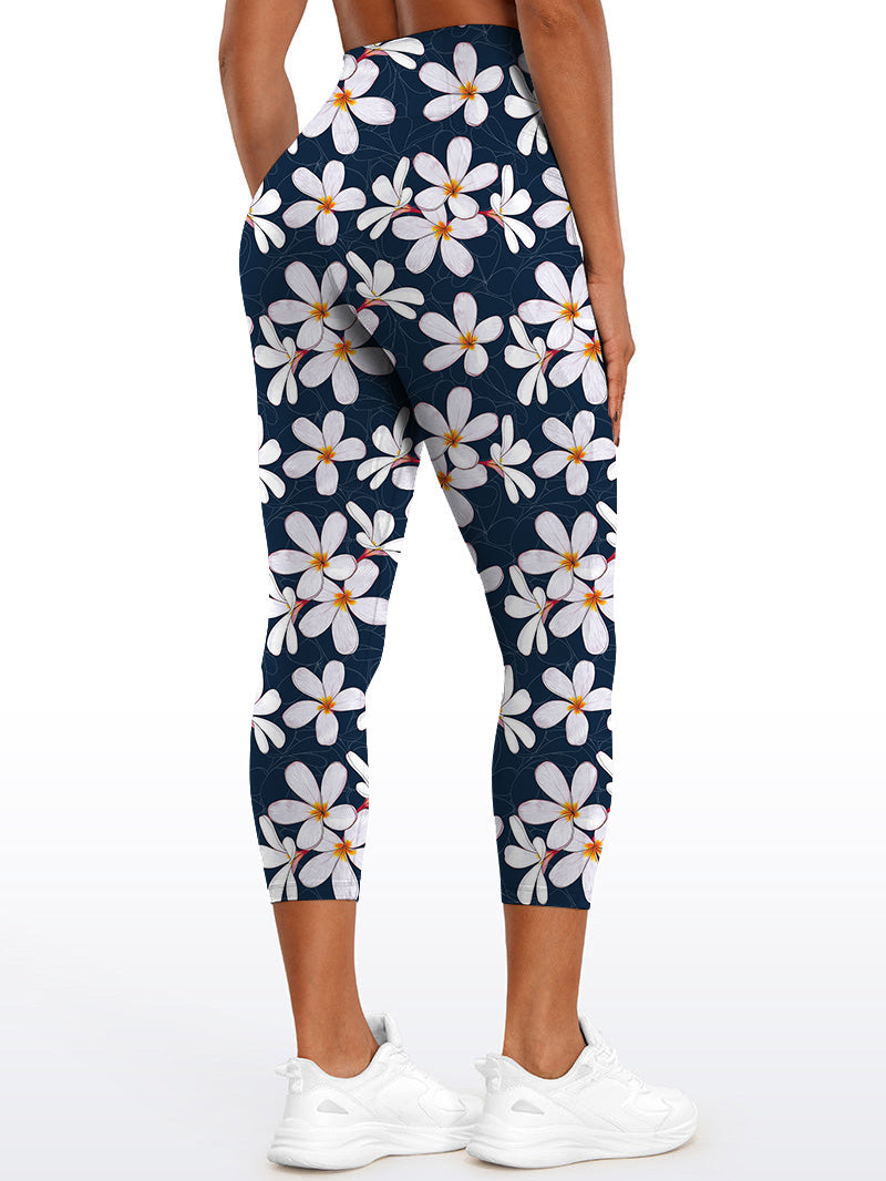 Flower white plumeria yoga leggings