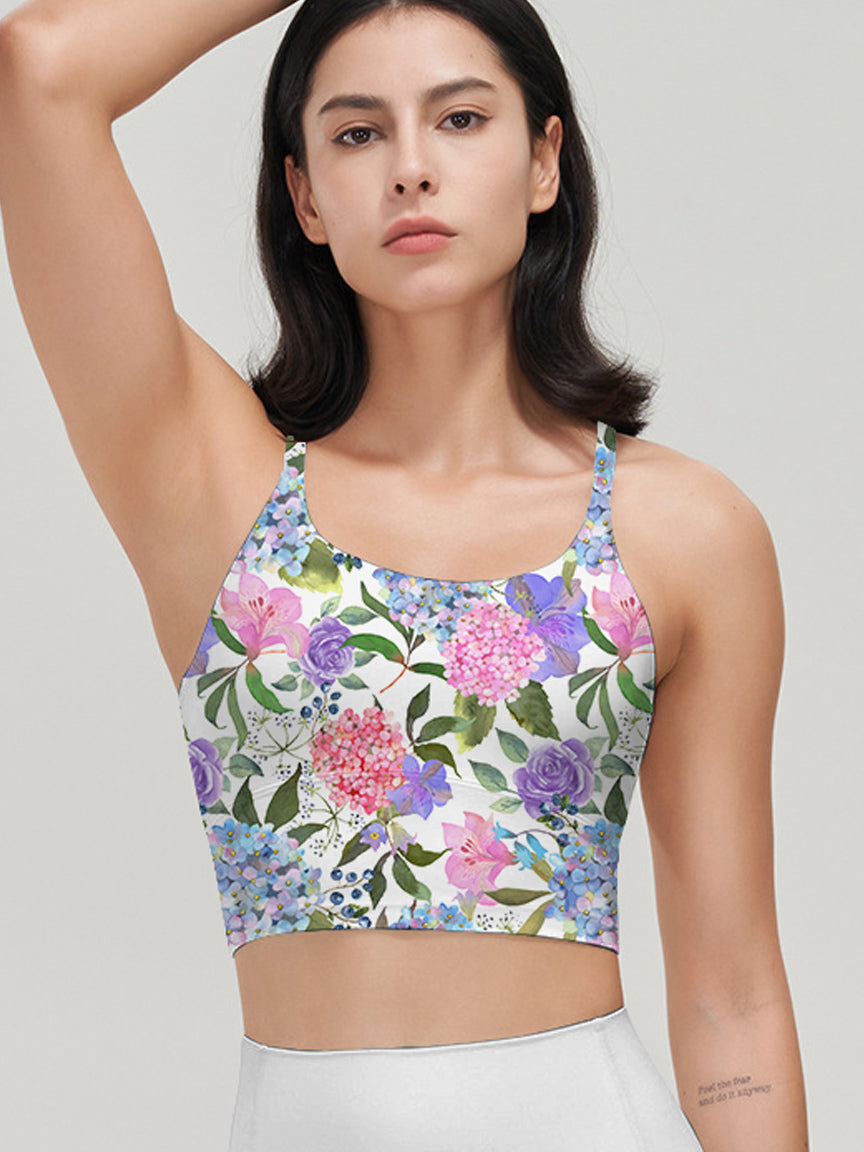 Flower hydrangea roses and leaves tank tops