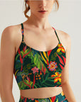 Botanical green leaves flower yoga tank tops