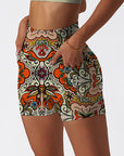 Ethnic ukrainian floral pattern shorts