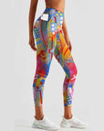 Geometric color block print leggings