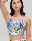 Flower watercolor palm leaves hydrangeas peony tank tops