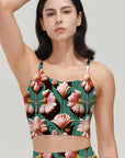 Flowers 3D vintage style beautiful green tank tops