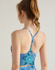 Flower blue mandala seamless tank tops