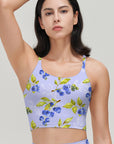 Fruit blueberry white leaves berry blue tank tops