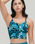 Animal colorful leopard pattern blue tank tops