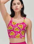 Cartoon pizza heart pattern rose red tank tops