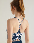 Flower white plumeria dark tank tops