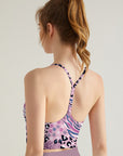 Animal leopard zebra print patchwork pink tank tops