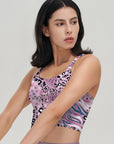 Animal leopard zebra print patchwork pink tank tops